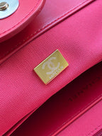 Chanel 2026 Deauville Tote Bag 46cm Red mix White Canvas Leather 331128