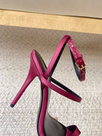 HIGH FLIP FLOPS SANDAL WITH STRAP IN HOT PINK SILK