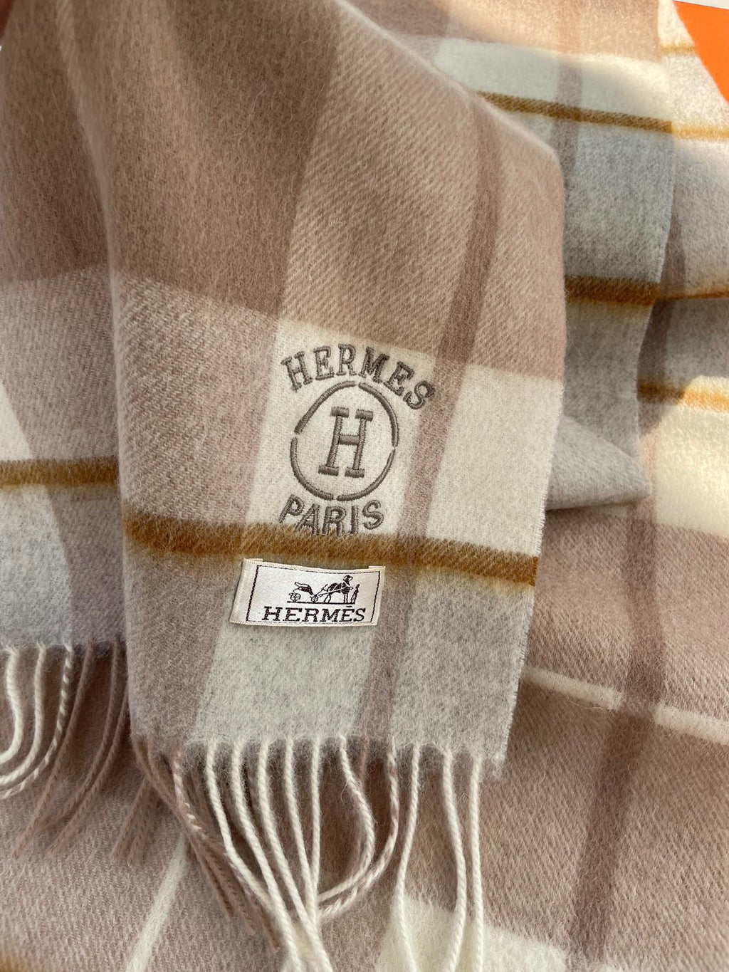 Scarf 180 CM In Brown Mix Beige Caro Cashmere