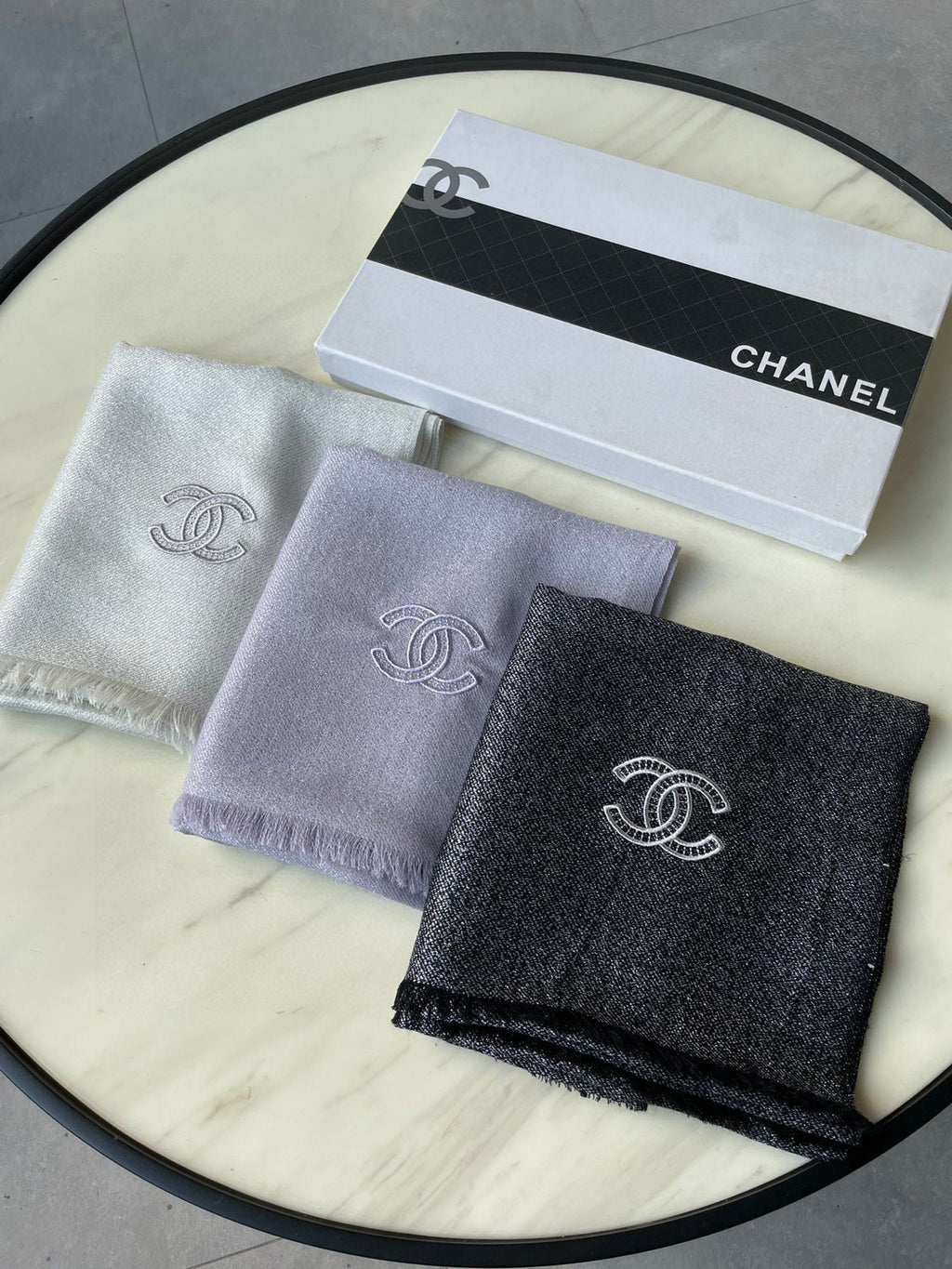 CC Scarf 210 CM In Light Grey Purple Cashmere 418352