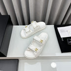 dad sandals white patent lambskin mules