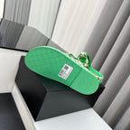 dad sandals green white mules