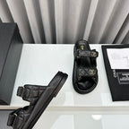 dad sandals black patent interwoven leather cc