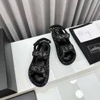 dad sandals black denim mules