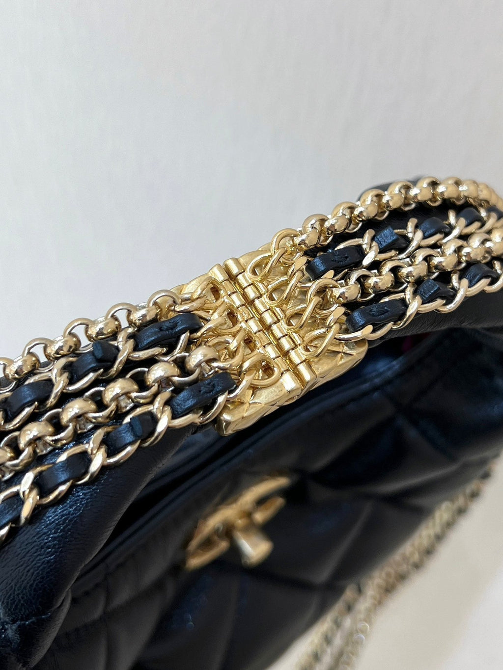 Chanel 24A Limited Edition Hobo Chain Bag Black Goatskin 256157