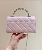 CC 25S Kelly Bag Top Handle 18cm Pink Grained Calfskin