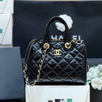 CC 25s Maxi Bowling Bag 21 Black Patent Crumpled Calfskin