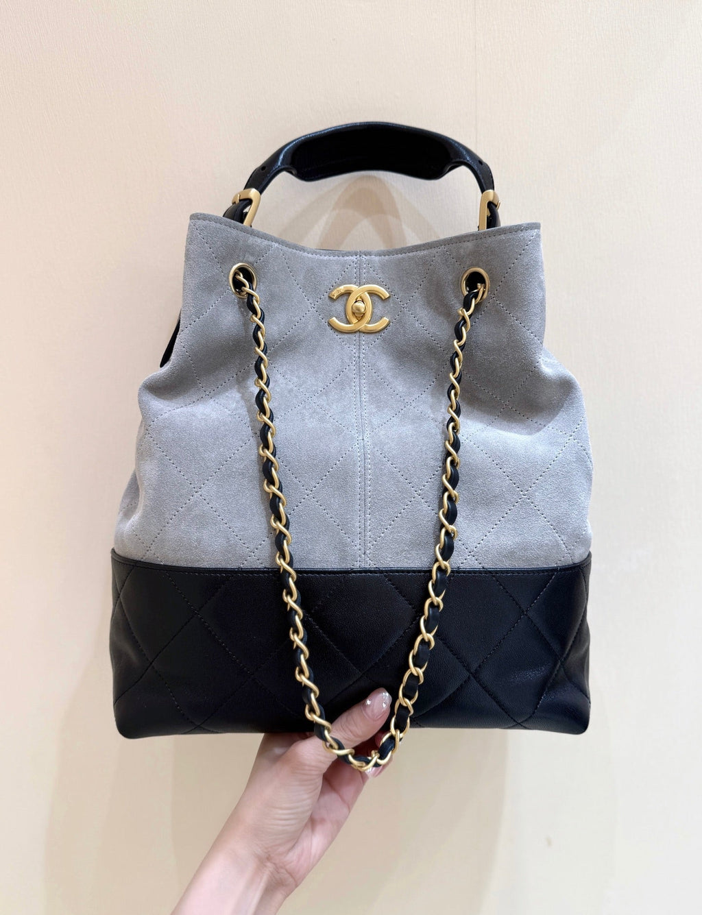 CC 25A Hobo Gray Black Suede Lambskin
