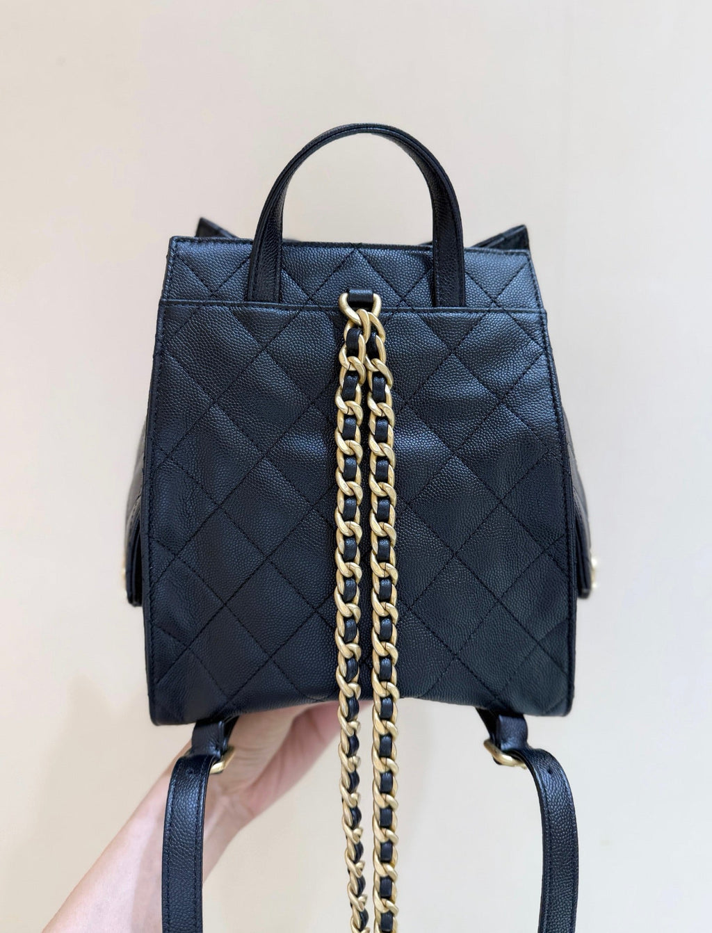 CC 25B backpack bag black calfskin 342108
