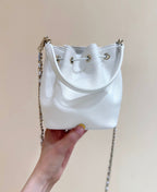 Chanel 2025 Mini Bucket Bag 15cm White Calfskin 343060