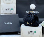 Chanel 2025 Flap Bag With Bow 20cm Black Velvet 345991