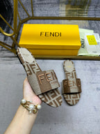 FF 5 Brown Grey Canvas Slide