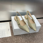 cd slingback flat gold green calfskin resin pearl