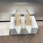 cd slingback pump 65 embroidered cotton white calfskin resin pearl