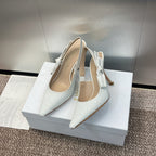 cd slingback pump 95 embroidered cotton white calfskin resin pearl