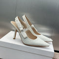 cd slingback pump 95 embroidered cotton white calfskin resin pearl