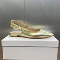 cd slingback flat gold green cakfskin
