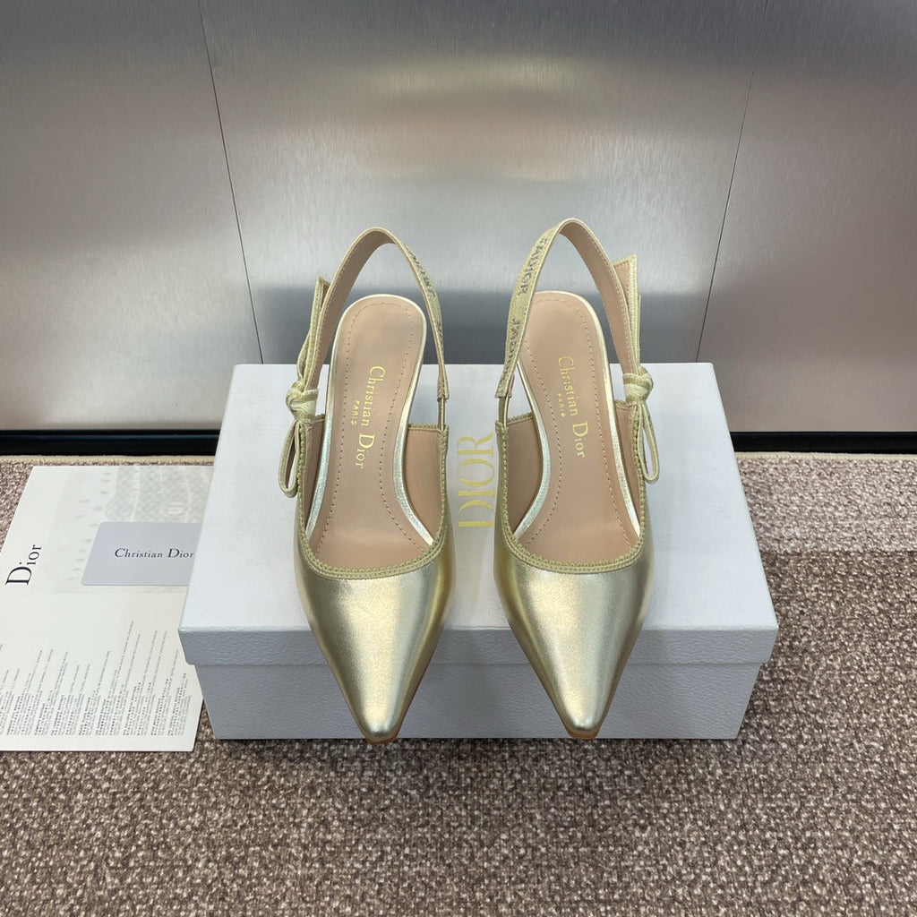cd slingback pump 65 gold green cakfskin