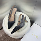 cd slingback pump 65 opaque black calfskin resin pearl