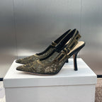 cd slingback pump 95 transparent mesh embroidered black sun motif