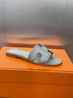 HM 25 Oran Sandal Grey Perforate Epsom Leather