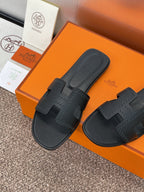 HM 25 Oran Sandal Black Perforate Epsom Leather