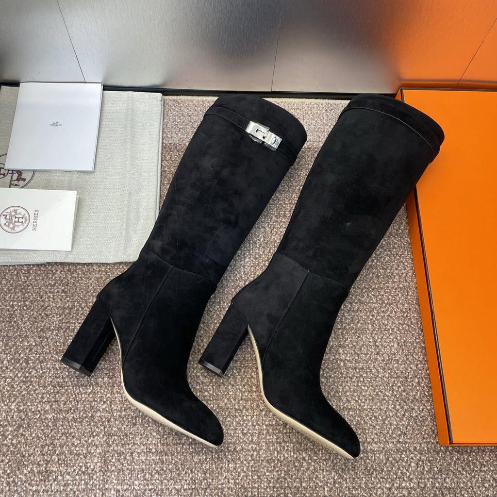 HM 25 Knee-High Boots Black Suede 508503