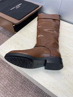 YSL 2025 Knee-High Boot Brown Calfskin 574006
