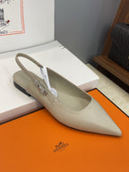 HM 26ss Slingback Flat Beige Calfskin 607273