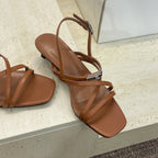 HM 26ss Kelly Sliver Buckle Sandals 40 Brown Calfskin 607164