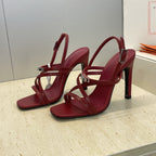 HM 26ss Kelly Sliver Buckle Sandals 95 Dark Red Calfskin 607175