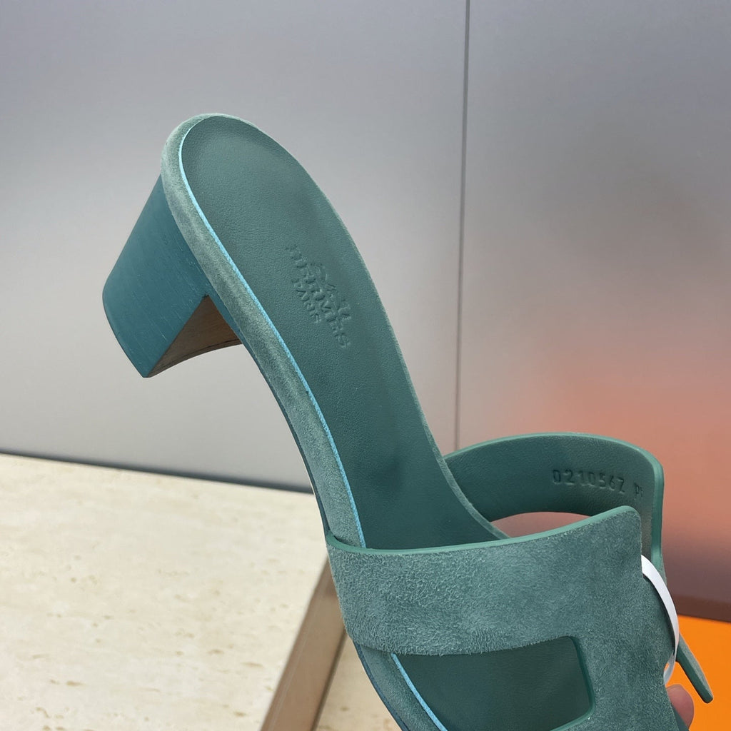 HM 26ss  Oran Sandals 45 Moss Green Suede Cowhide 607213