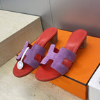 HM 26ss  Oran Sandals 45 Red Purple Suede Cowhide 607214