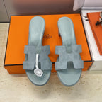 HM 26ss  Oran Sandals 45 Muted Teal Suede Cowhide 607219