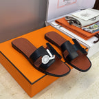 HM 26ss  Oran Sandals Brown Black Calfskin 607221