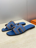 HM 26ss Oran Sandals Blue Suede Calfskin 607247