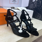 HM 26ss High Heels Sandals 70 Black Suede 633218