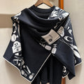 CC Square Scarf 140 CM In Black White Silk Cashmere 413675