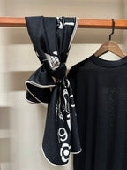 CC Square Scarf 140 CM In Black White Silk Cashmere 413675