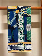 Square Scarf 140 CM Green Mix Blue Colorful Silk