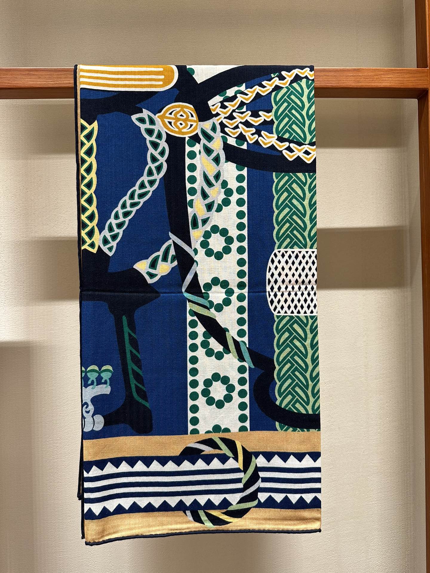 Fantaisie d'Etriers Scarf  140 CM Green Mix Blue Colorful Silk