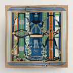 Square Scarf 140 CM Green Mix Blue Colorful Silk