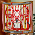 Fantaisie d'Etriers Shawl 140 CM Red Colorful Silk