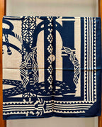 Fantaisie d'Etriers Scarf  140 CM Navy Blue Silk