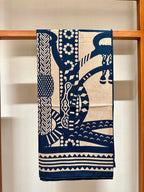 Square Scarf 140 CM Navy Blue Silk