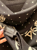 CC Square Scarf 140 CM In Black Mix White Cashmere Silk 383803