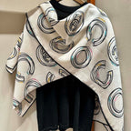 CC Square Scarf 140 CM In White Silk Cashmere 420130