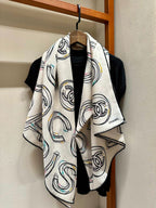CC Square Scarf 140 CM In White Silk Cashmere 420130