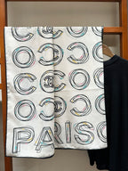 CC Square Scarf 140 CM In White Silk Cashmere 420130