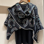 CC Square Scarf 140 CM In Black Silk Cashmere 420131